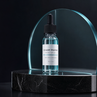 Copper Peptide Prep Serum bottle lit against a dark background on black marble