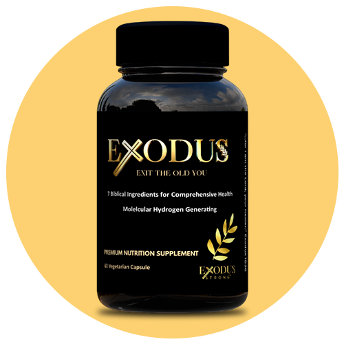 Single Exodus Strong supplement bottle – one-month supply of biblical wellness capsules