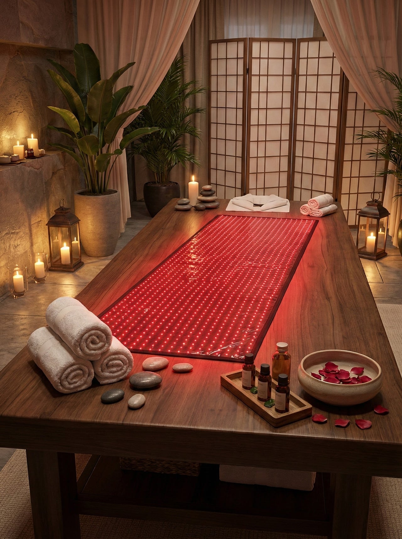 Total Body Reset mat on table — lifestyle product view