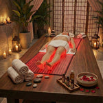 Woman resting on Total Body Reset red light mat