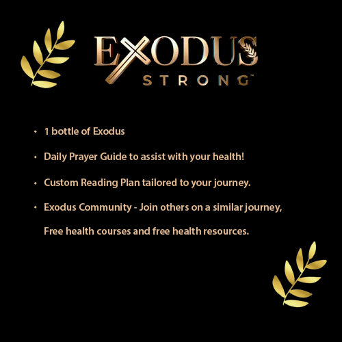 Exodus Strong supplement bottle front label – natural biblical ingredient complex