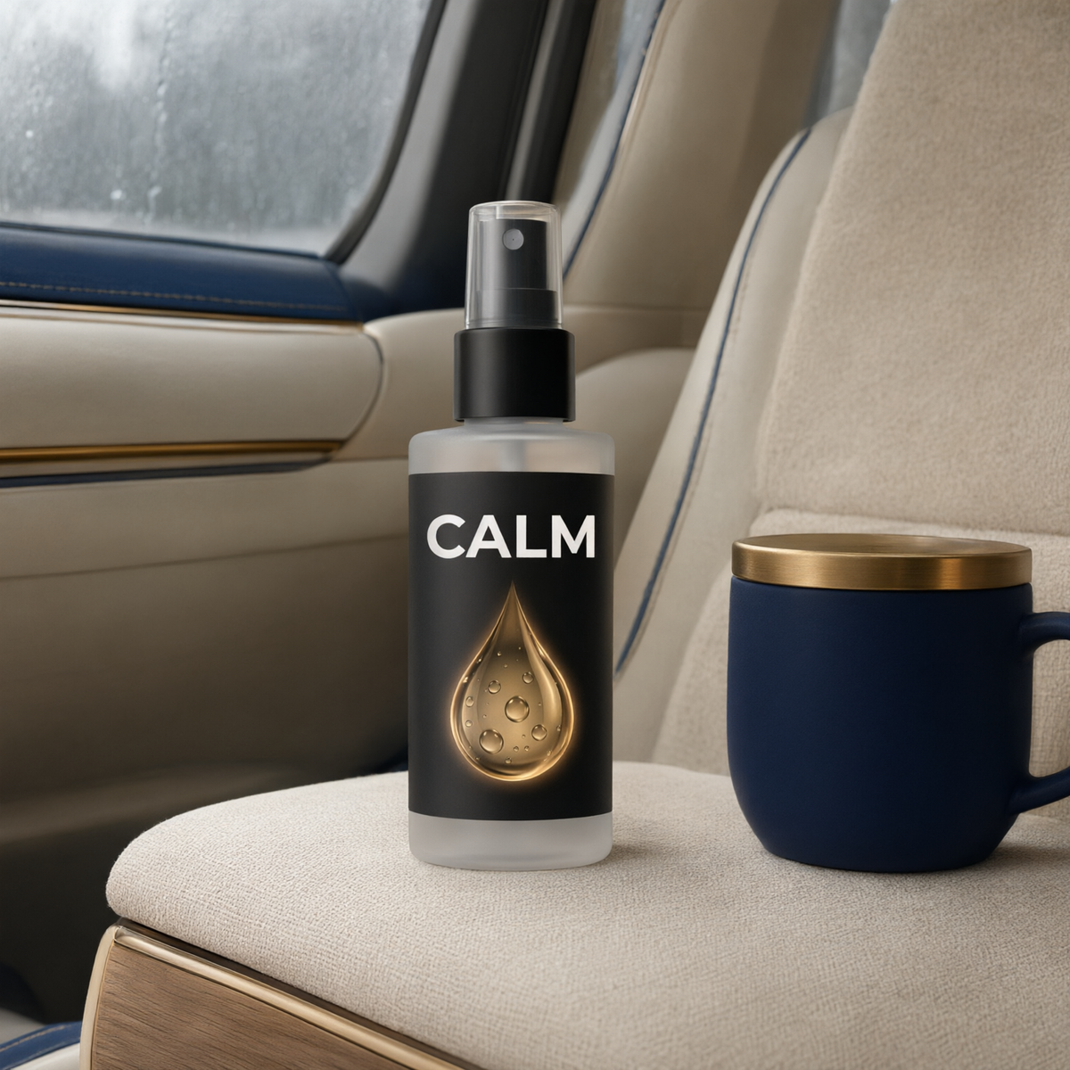 The Frequency Mist+ Calm bottle in a quiet home scene