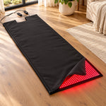 The Red Light+ Blanket closed and flat with one corner lifted